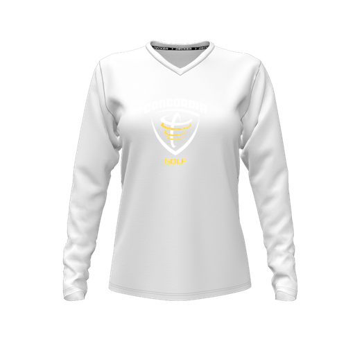 [FTLVCFWH-FYXS-LOGO1] Decker Comfort T-Shirt (Female Youth XS, White, V Neck, Long Sleeve)