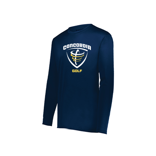 [222822.065.XS-LOGO1] Men's LS Smooth Sport Shirt (Adult XS, Navy)