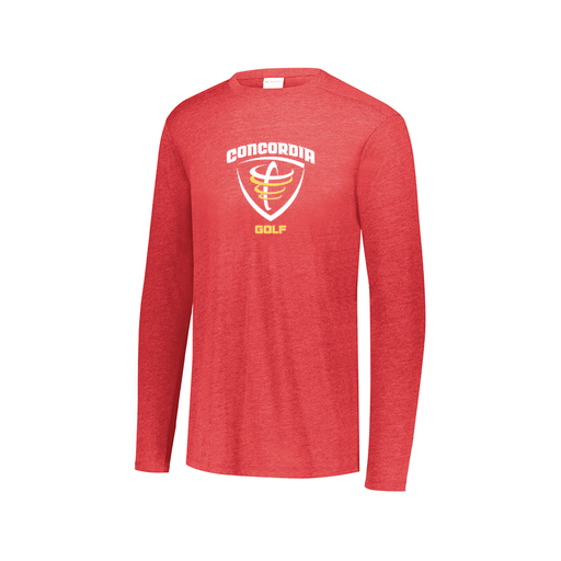 [FTLCUBRD-AXS-LOGO1] Decker Men's Tri-Blend T-Shirt - Long Sleeve (Adult XS, Red)