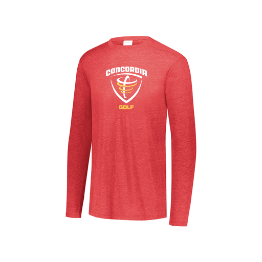 [FTLCUBRD-YS-LOGO1] Decker Youth Tri-Blend T-Shirt - Long Sleeve (Youth S, Red)