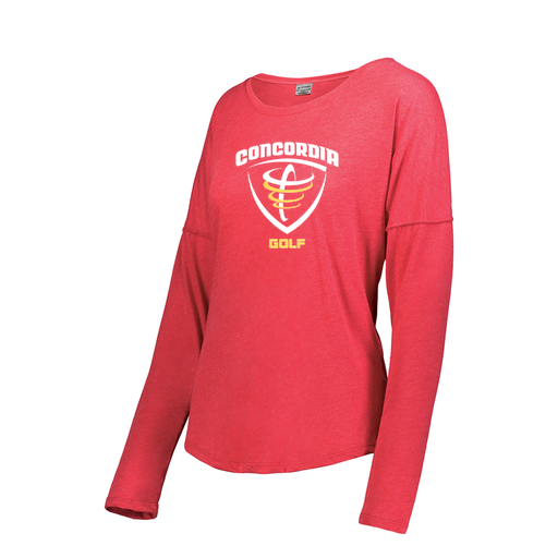 [FTLCUBRD-FAXS-LOGO1] Decker Women's Tri-Blend T-Shirt - Long Sleeve (Female Adult XS, Red)